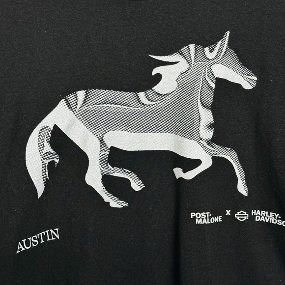 Post Malone X Harley Davidson Austin Chrome Horse Limited Edition T-shirt XXL - Picture 5 of 9